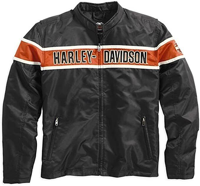 Giacca Harley Davidson Classic Generations nera con strisce arancio